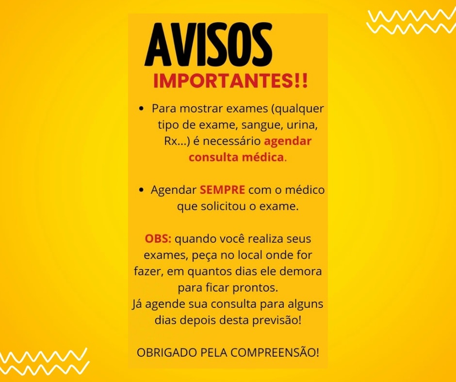 Avisos: Secretaria de Saúde
