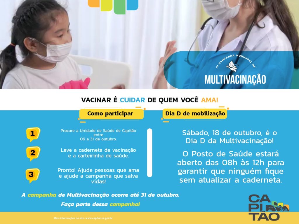 Campanha Municipal de Multivacinação está acontecendo em Capitão
